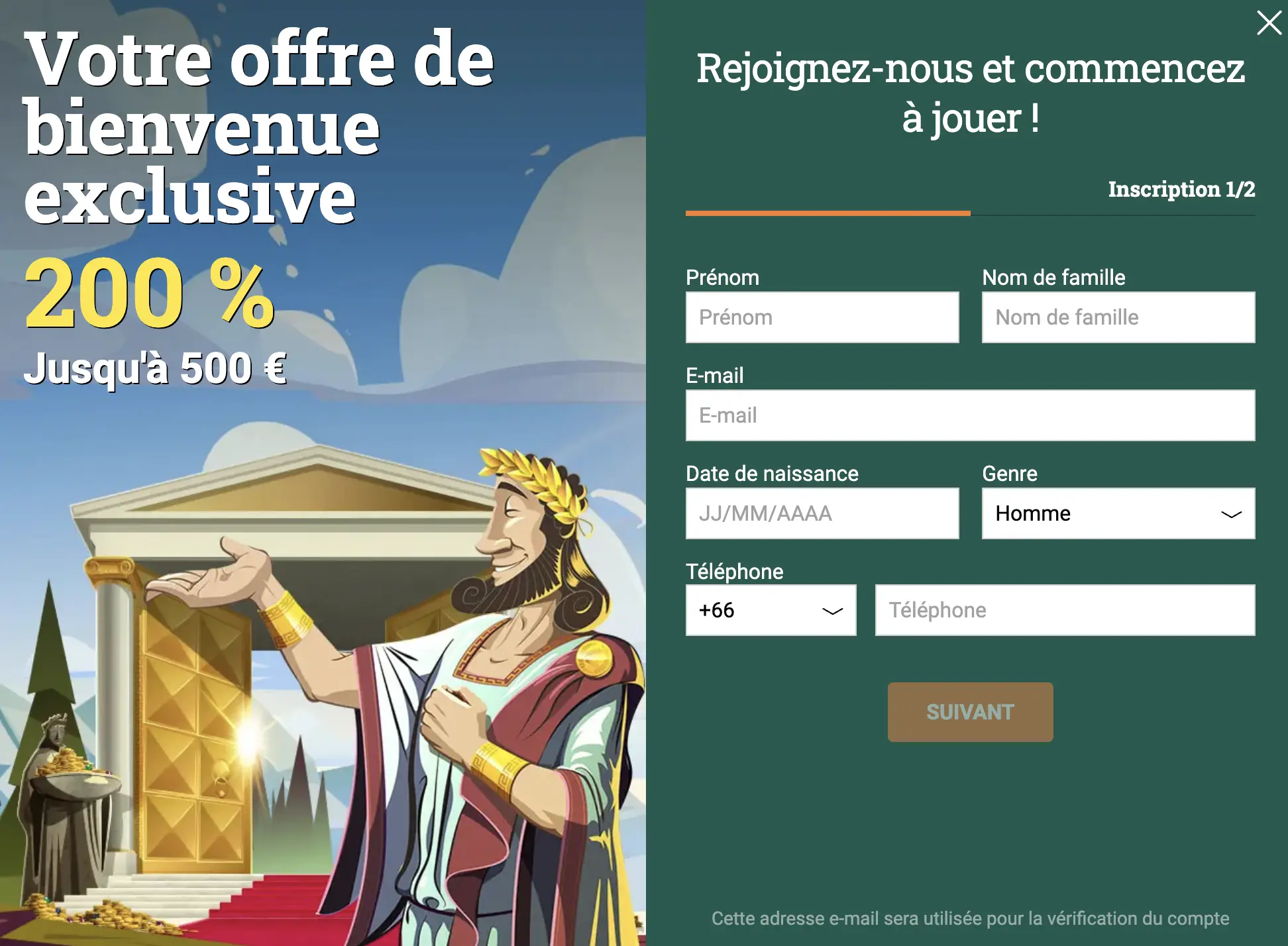 S'inscrire sur Cresus Casino